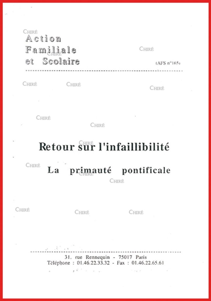 Retour sur l´infaillibilité - La primauté pontificale
