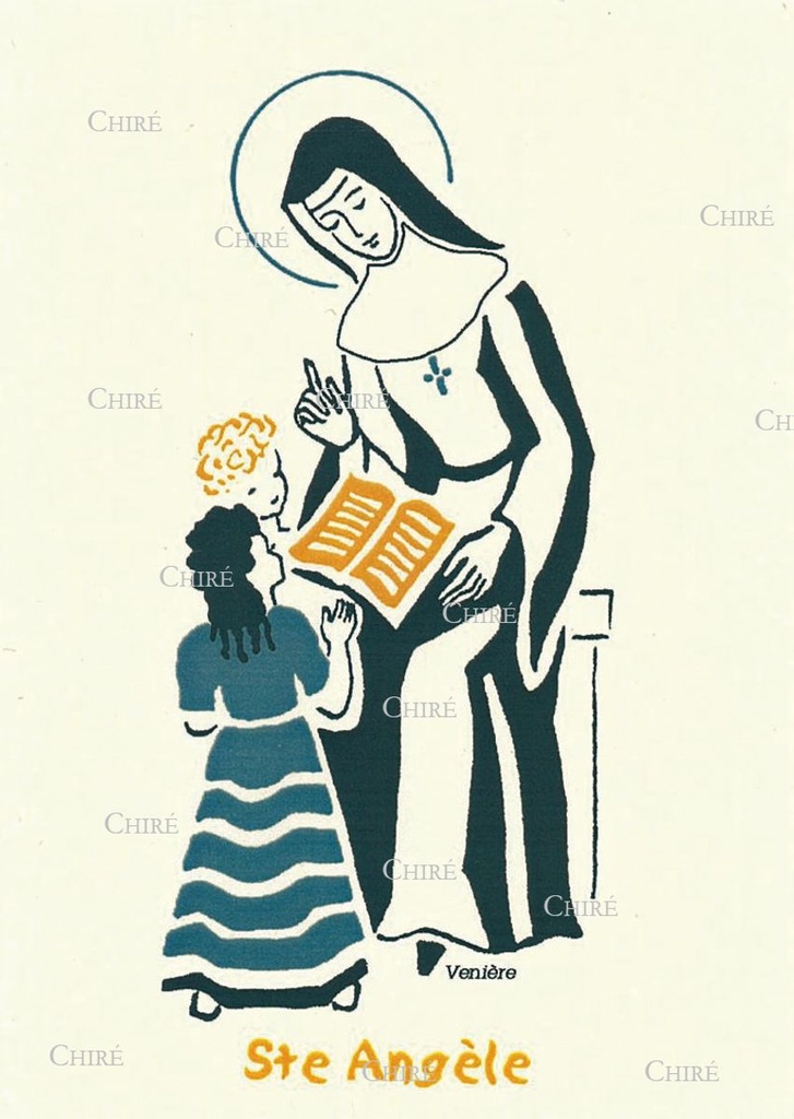 Carte double - Angèle Sainte (Prénoms correspondants : Angela -Aela - Angelu - Angeline - Aniela)