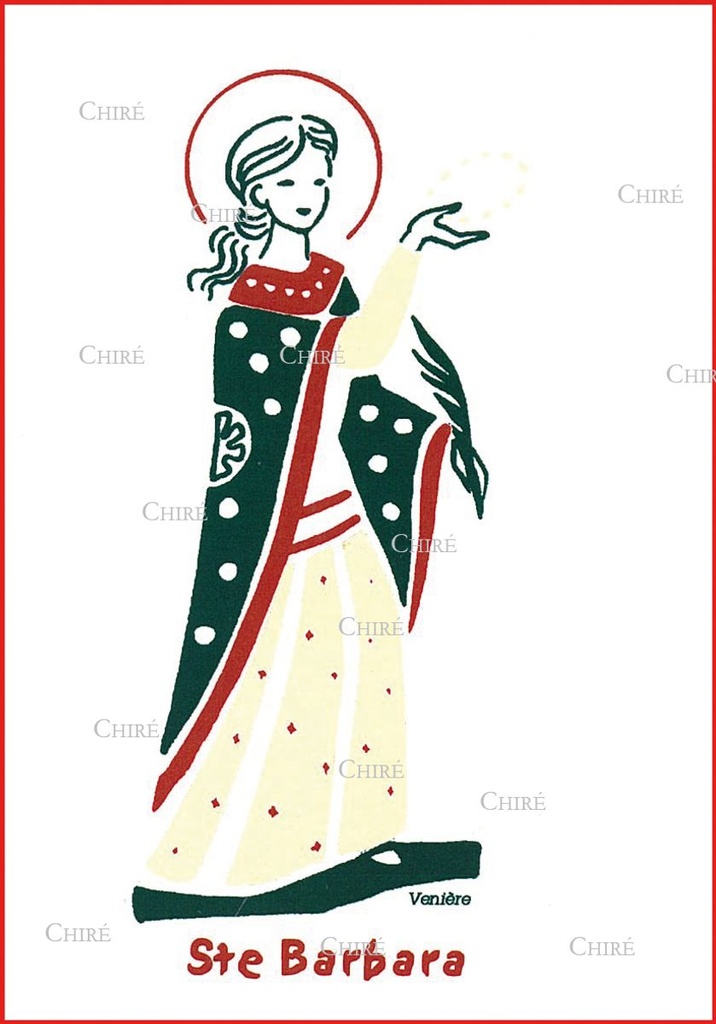 Carte double - Barbara Sainte (Prénoms correspondants : Barbe - Barba)