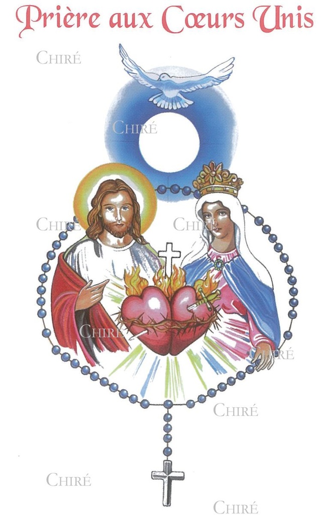 Carte plastifiée - Prière aux Coeurs Unis - 6