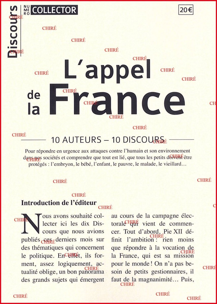 L´appel de la France - 10 auteurs - 10 discours - Discours collector