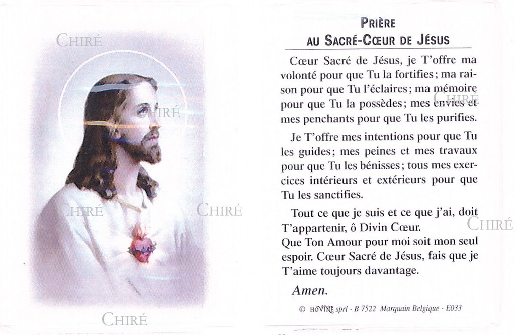 Sacré Coeur de Jésus - Etui - Image et prière - E033