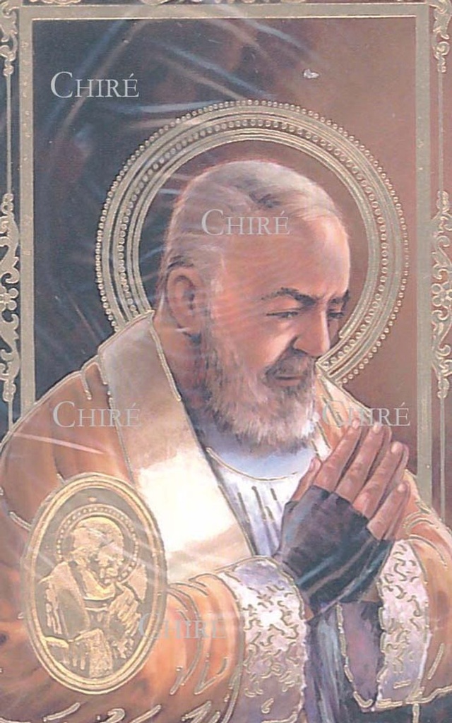 Carte prière plastifiée + imitation médaille Padre Pio - Référence 20007.PP