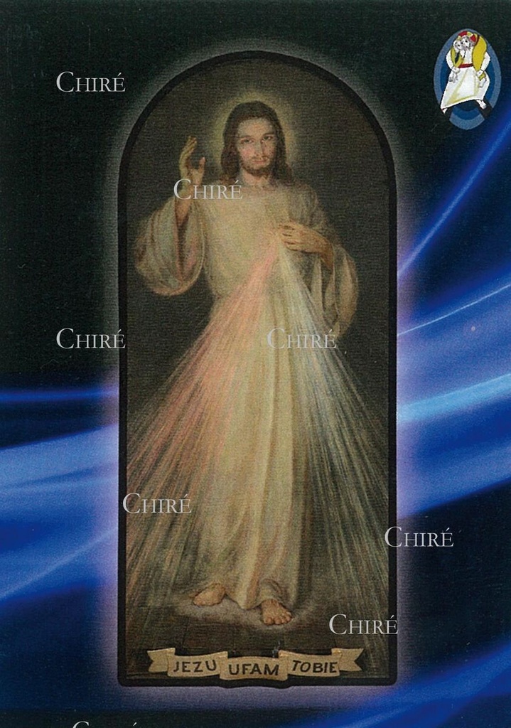 Promesses de Jésus Miséricordieux (Cracovie) Bleu - Image plastifiée - IPJ36