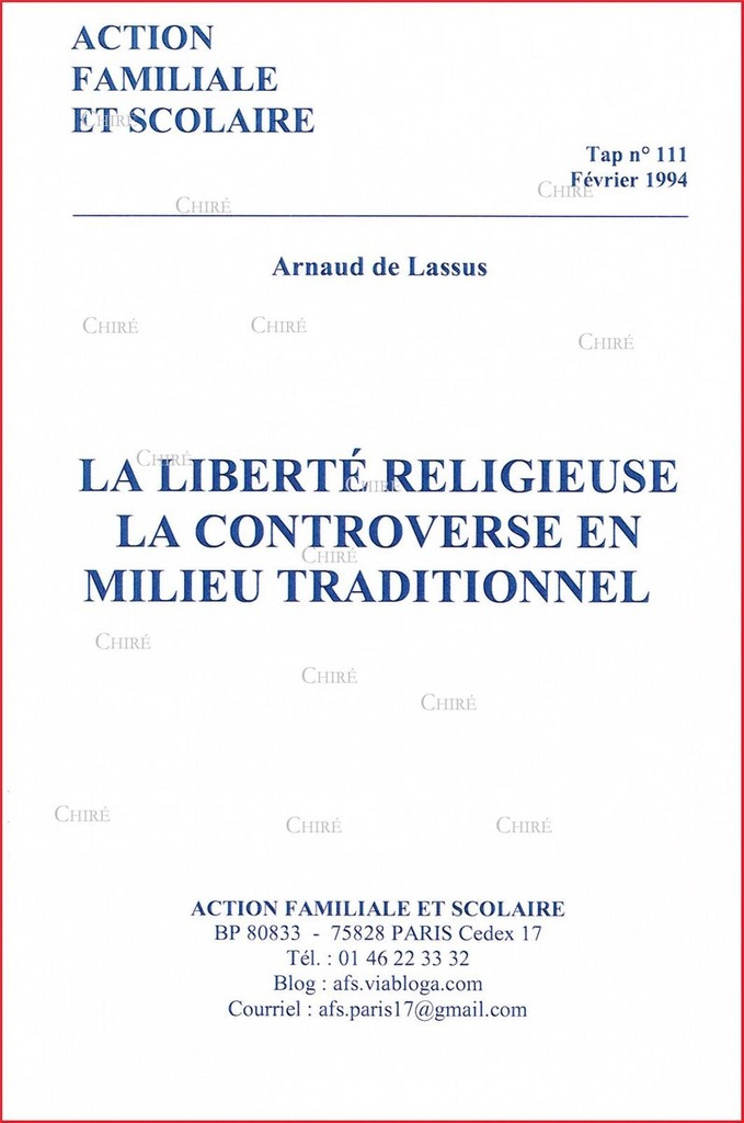 La liberté religieuse - La controverse en milieu traditionnel - Tap 111
