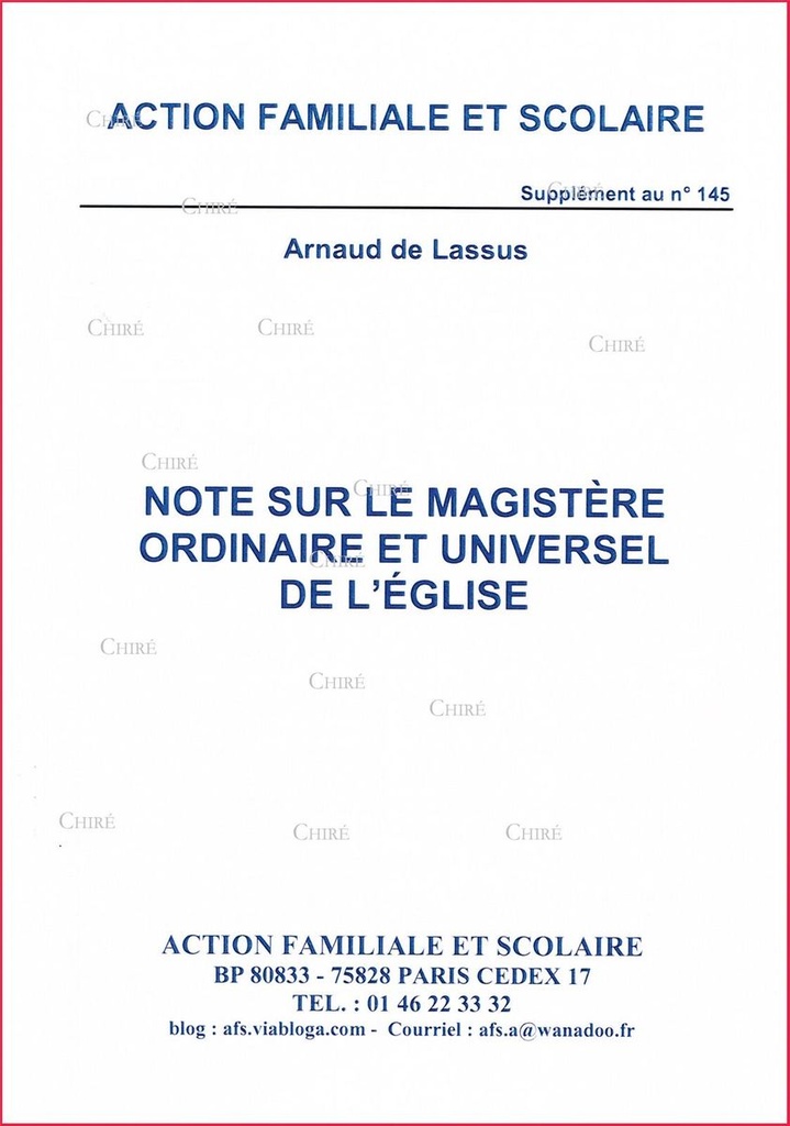 Note sur le magistère ordinaire et universel de l´Eglise - AE 453