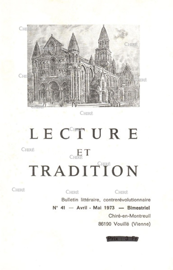 N°041 Avril-Mai 1973 - Adieu à Paul Carton, Louis Bertrand, Robert Brasillach, Lucien Rebatet