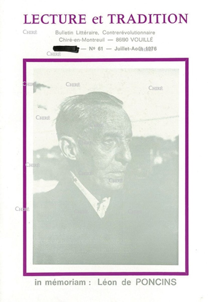 N°061 - In memoriam Léon de Poncins, la subversion à travers les livres, colonel Château-Jobert