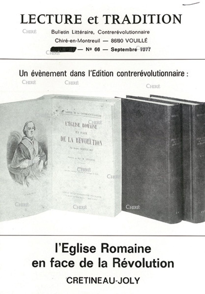 N°066 - L´Eglise romaine en face de la révolution de J Crétineau-Joly, Dom Guéranger