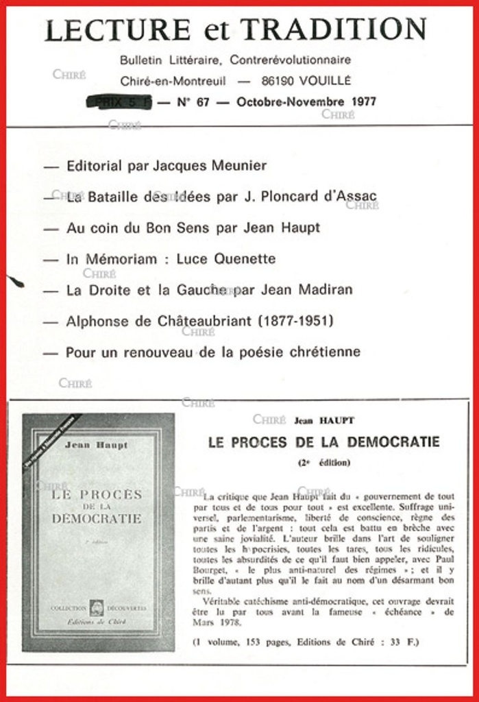 N°067 - In memoriam Luce Quenette, Alphonse de Chateaubriant. Renouveau de la poésie chrétienne