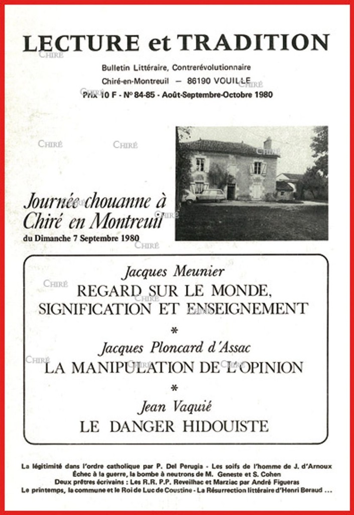 N°084/085 Août/Sept 1980 - Conférences journée chouanne (J Vaquié, A Figueras)