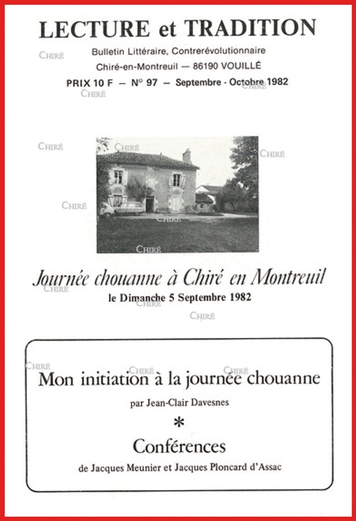 N°097 Sept/Oct 1982 - Journée chouanne. Gnose chrétienne et anti-chrétienne