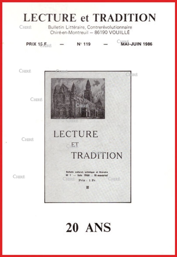 N°119 Mai/Juin 1986 - 20ème anniversaire, les livres d´E Delebecque, Ecole catholique
