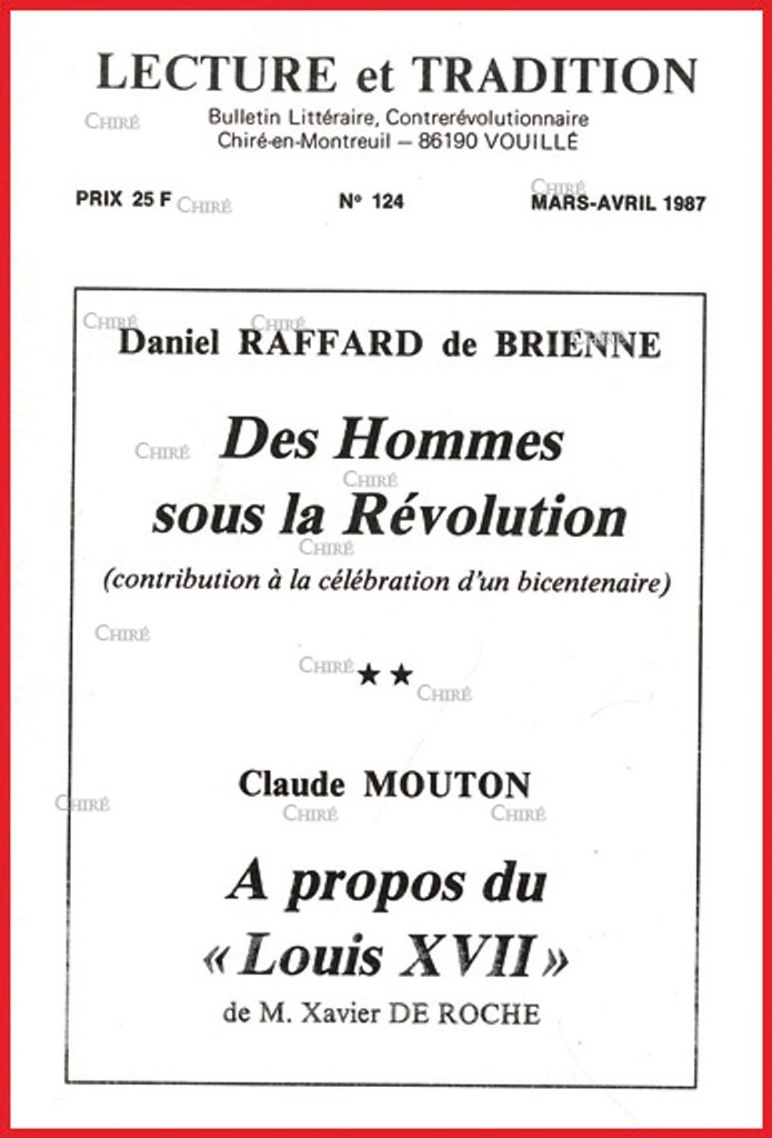 N°124 Mars/Avril 1987 - Des hommes sous la Révolution par D Raffard de Brienne