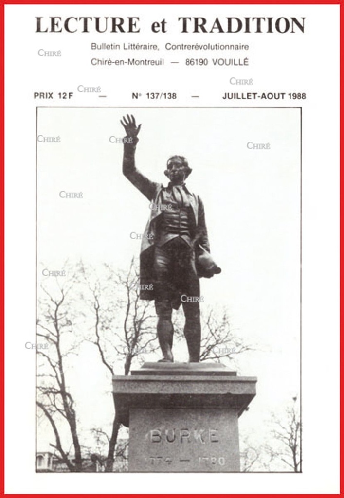 N°137/138 Jui/Août 1988 - E Burke, Dom Gérard, entretien avec P Weité