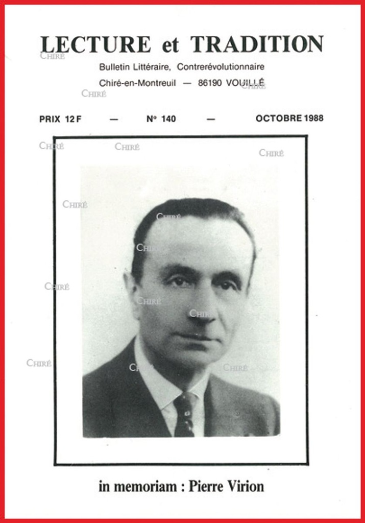 N°140 Oct 1988 - P Virion, Abel Bonnard, Pie XII, Charles X