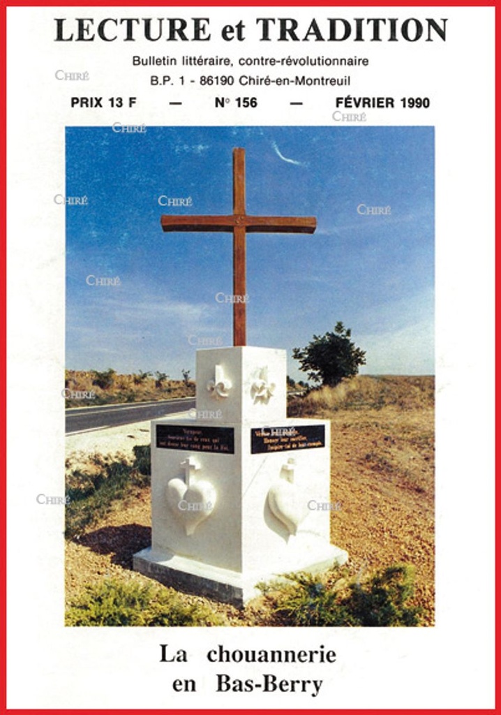 N°156 Fév 1990 - La chouannerie en Bas-Berry, Dom Besse, le duc d´Anjou, B Basse