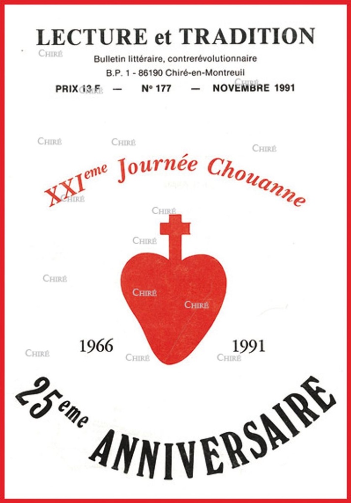 N°177 Nov 1991 - XXI° journée chouanne, 25° anniversaire (1966-1991)