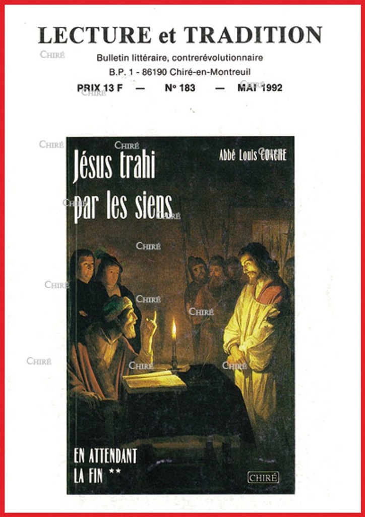 N°183 Mai 1992 - Jésus trahi par les siens (abbé Coache), Indochine