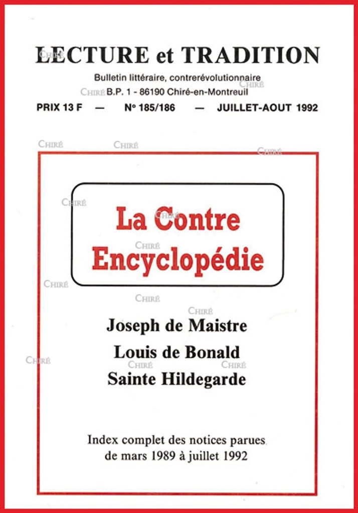 N°185/186 Juil/Août 1992 - La Contre-Encycopédie