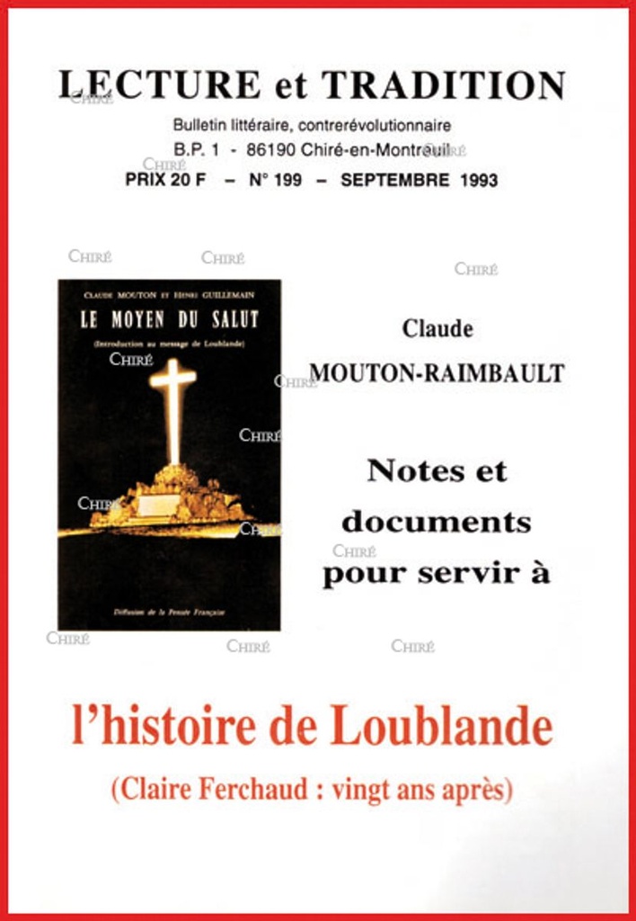 N°199 Sept 1993 - Notes et documents pour servir à l´histoire de Loublande par Cl Mouton-Raimbault
