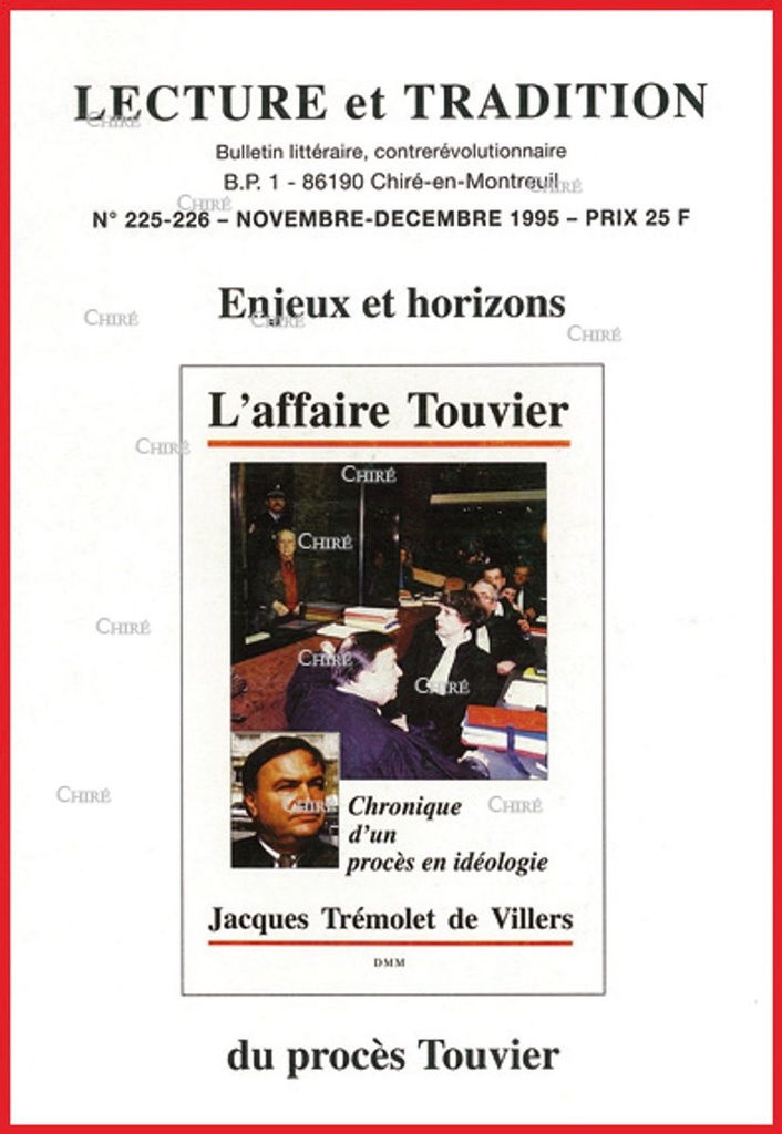 N°225/226 Nov/Déc 1995 - Enjeux et horizons du procès Touvier