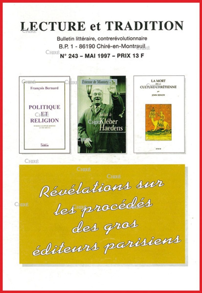 N°243 Mai 1997 - Révélations sur les procédés des gros éditeurs parisiens