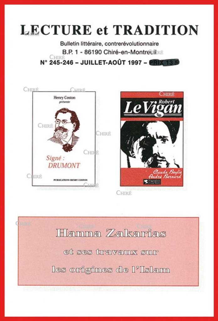 N°245/246 Juil/Août 1997 - Hanna Zakarias et les origines de l´islam. L´état corporatif