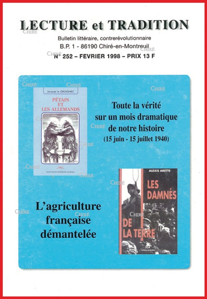 N°252 Fév 1998 - Un mois dramatique de notre histoire (juin-juillet 1940)