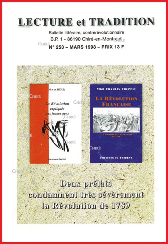 N°253 Mars 1998 - Deux prélats condamnent très sévèrement la révolution de 1789