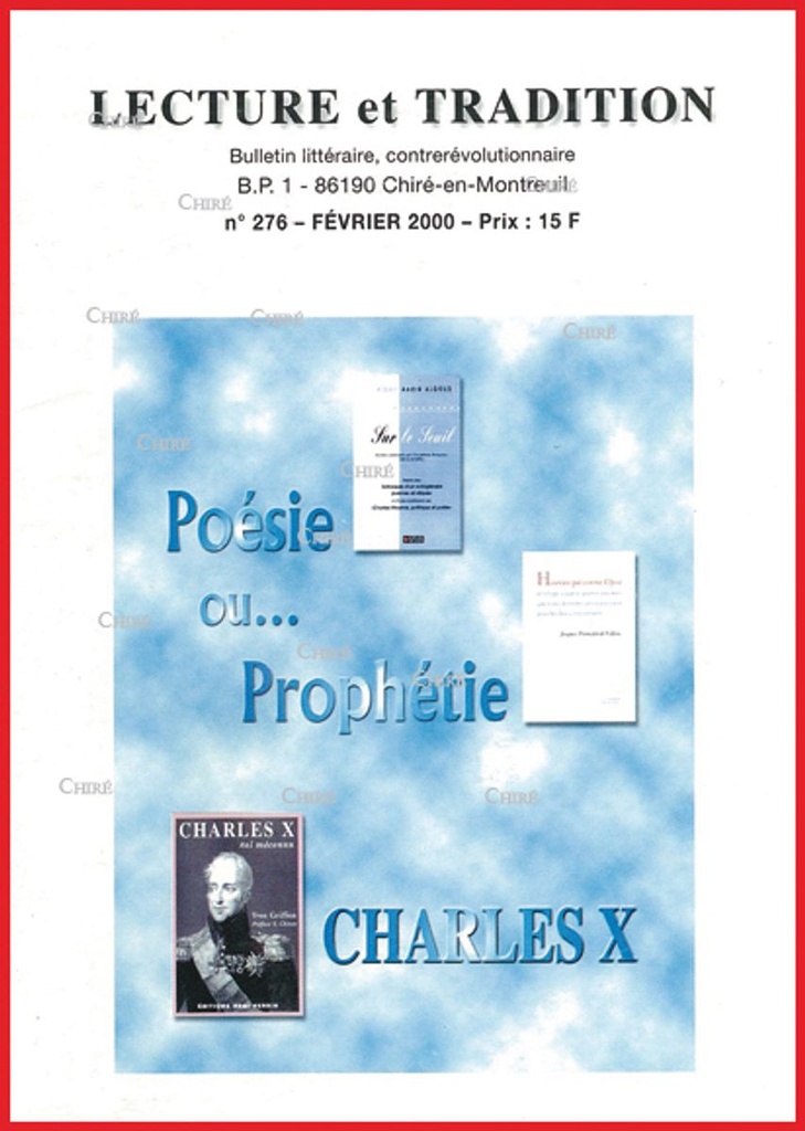 N°276 Fév 2000 - Poésie ou Prophétie - Charles X