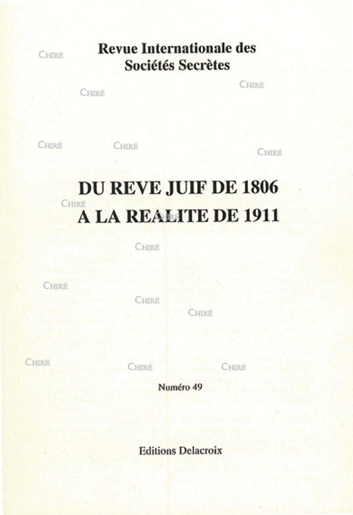 Du rêve juif de 1806 à la réalité de 1911 - RG 049