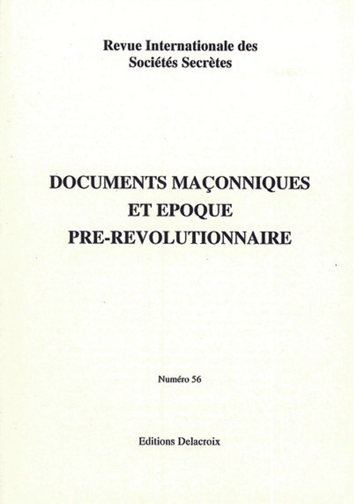 Documents maçonniques et époque pré-révolutionnaire - RG 056