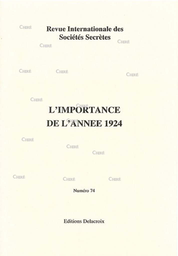 L´importance de l´année 1924 - RG 074
