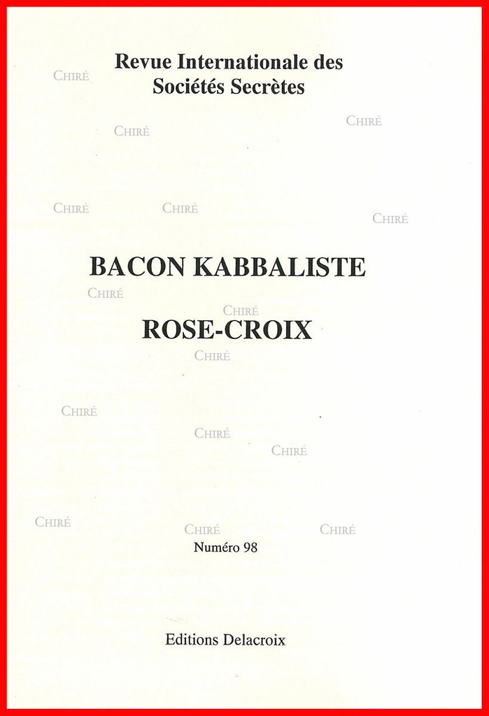 Bacon kabbaliste Rose-Croix - RG 098
