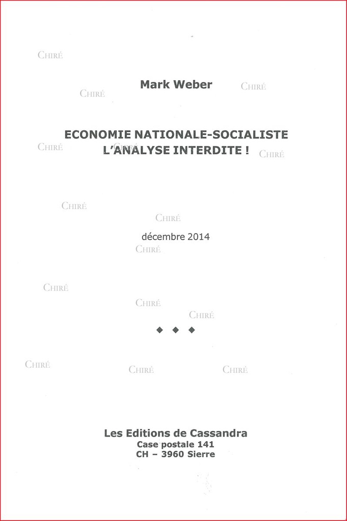 Économie nationale-socialiste - L´analyse interdite