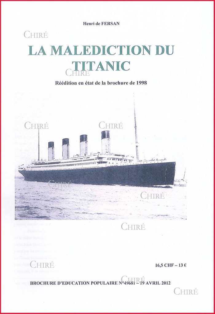 La malédiction du Titanic - Réédition en état de la brochure de 1998