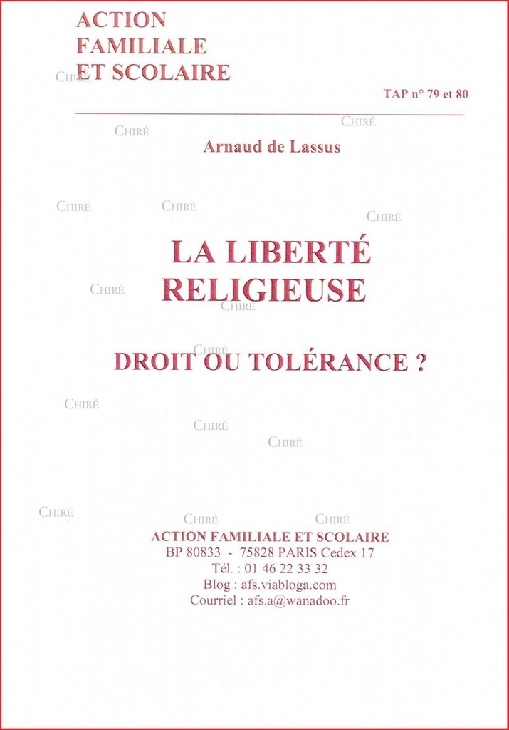 La liberté religieuse - Droit ou tolérance ?