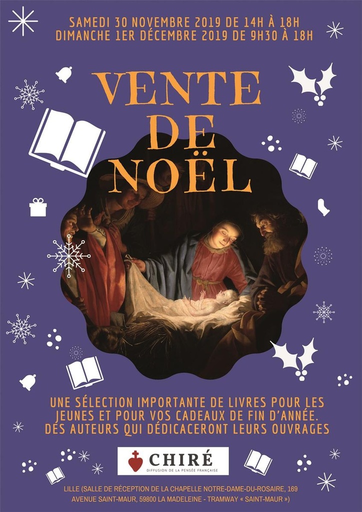 Vente de NOEL les 30 Novembre et 1er Décembre 2019 à LILLE